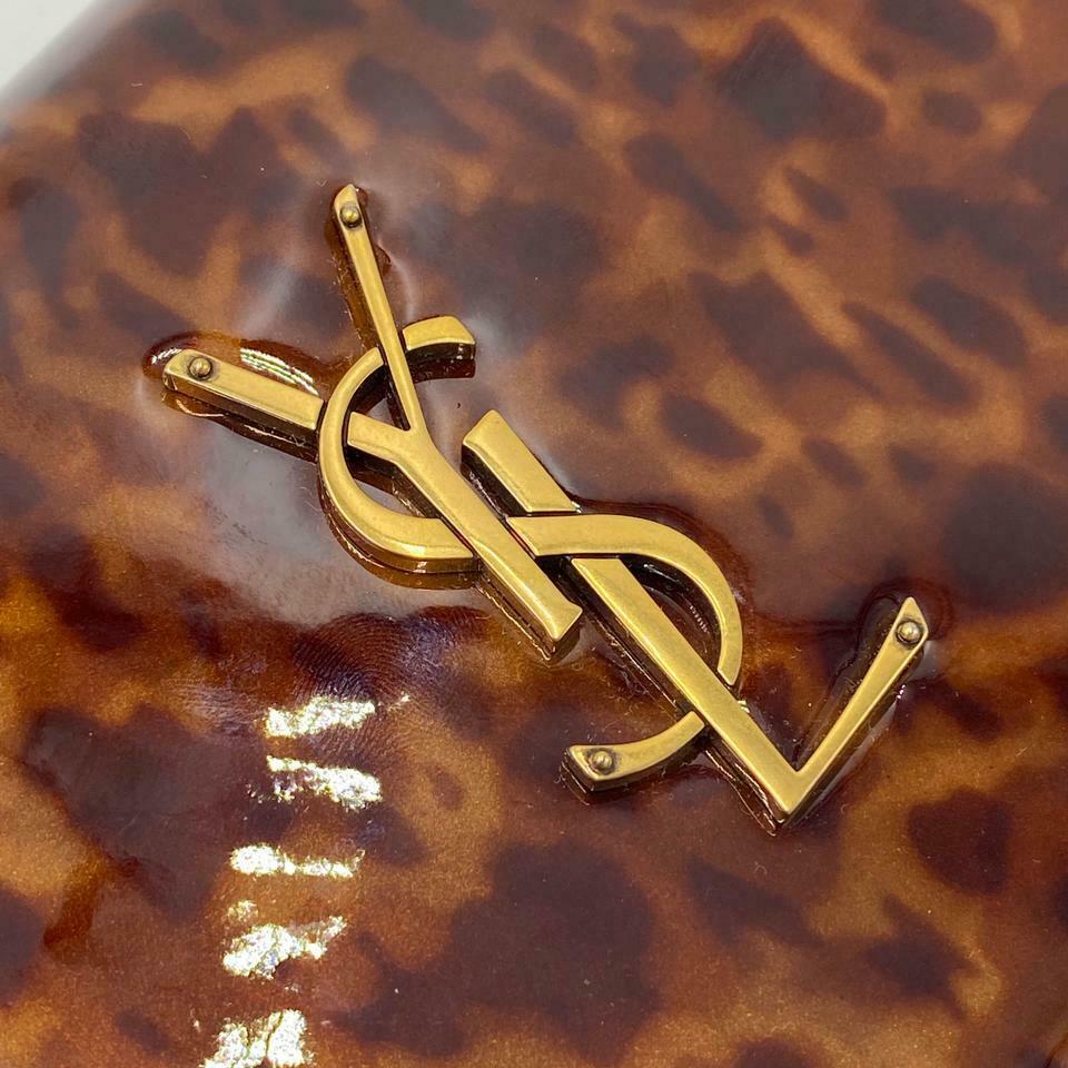 Saint Laurent WOC Monogram Kate Tortoise Cross Body Brown Patent Leather