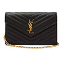 Saint Laurent Chain Wallet Medium Woc Monogram Black Leather Crossbody GHW