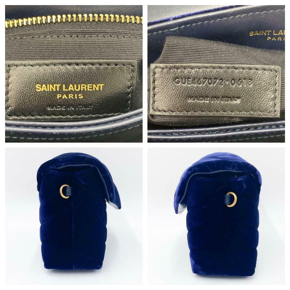 Saint Laurent Monogram Loulou Quilted Monogram Toy Blue Velvet Shoulder Bag