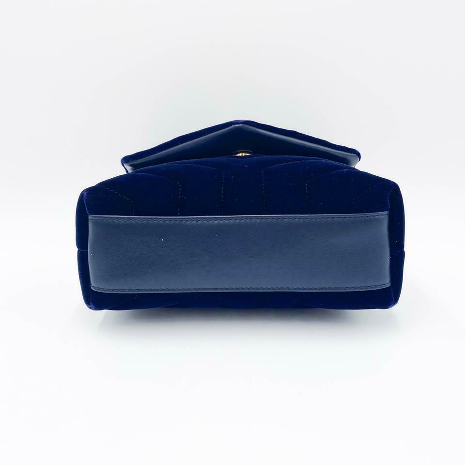 Saint Laurent Monogram Loulou Quilted Monogram Toy Blue Velvet Shoulder Bag