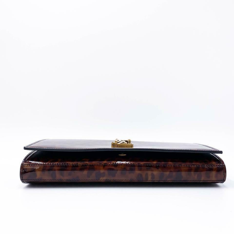 Saint Laurent WOC Monogram Kate Tortoise Cross Body Brown Patent Leather