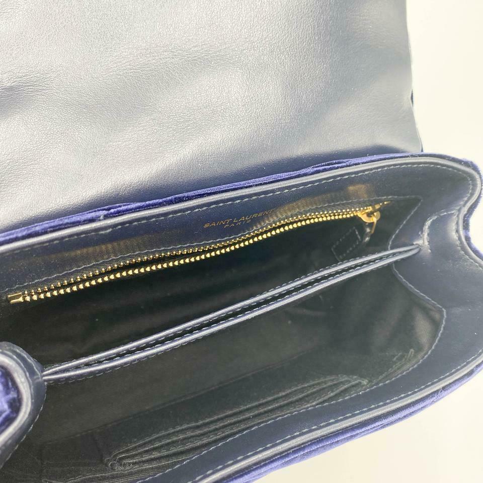 Saint Laurent Monogram Loulou Quilted Monogram Toy Blue Velvet Shoulder Bag