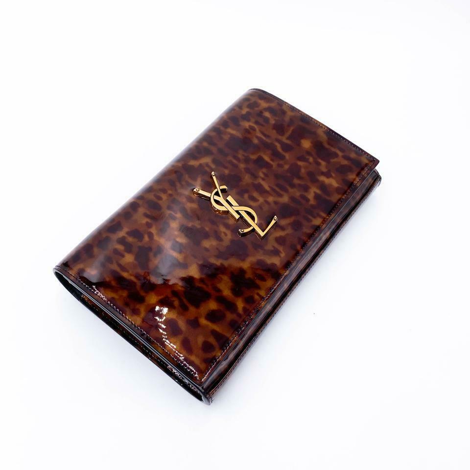 Saint Laurent WOC Monogram Kate Tortoise Cross Body Brown Patent Leather