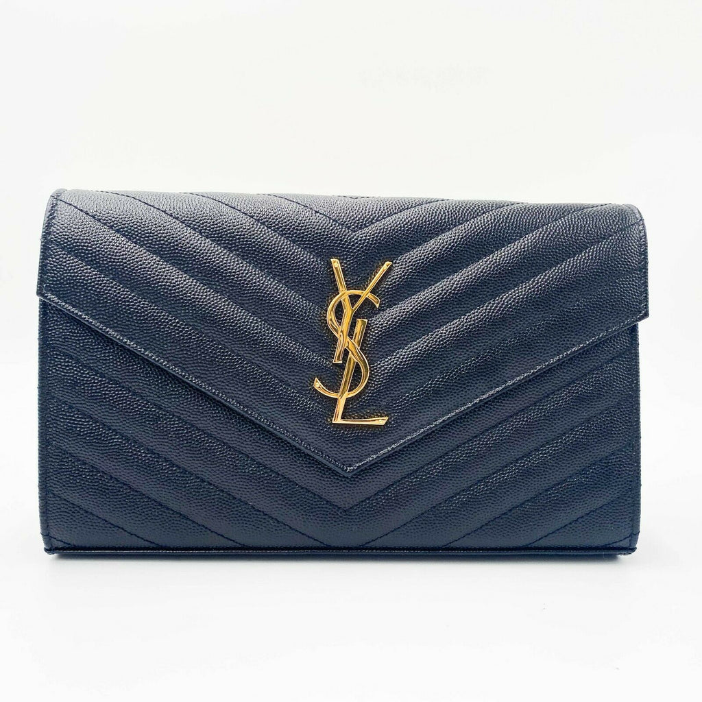 Saint Laurent Chain Wallet Medium Woc Monogram Black Leather Crossbody GHW