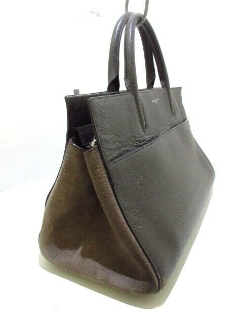 SAINT LAURENT PARIS Cabas Rive Gauche Dark Brown Handbag
