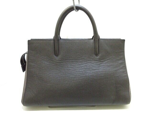 SAINT LAURENT PARIS Cabas Rive Gauche Dark Brown Handbag