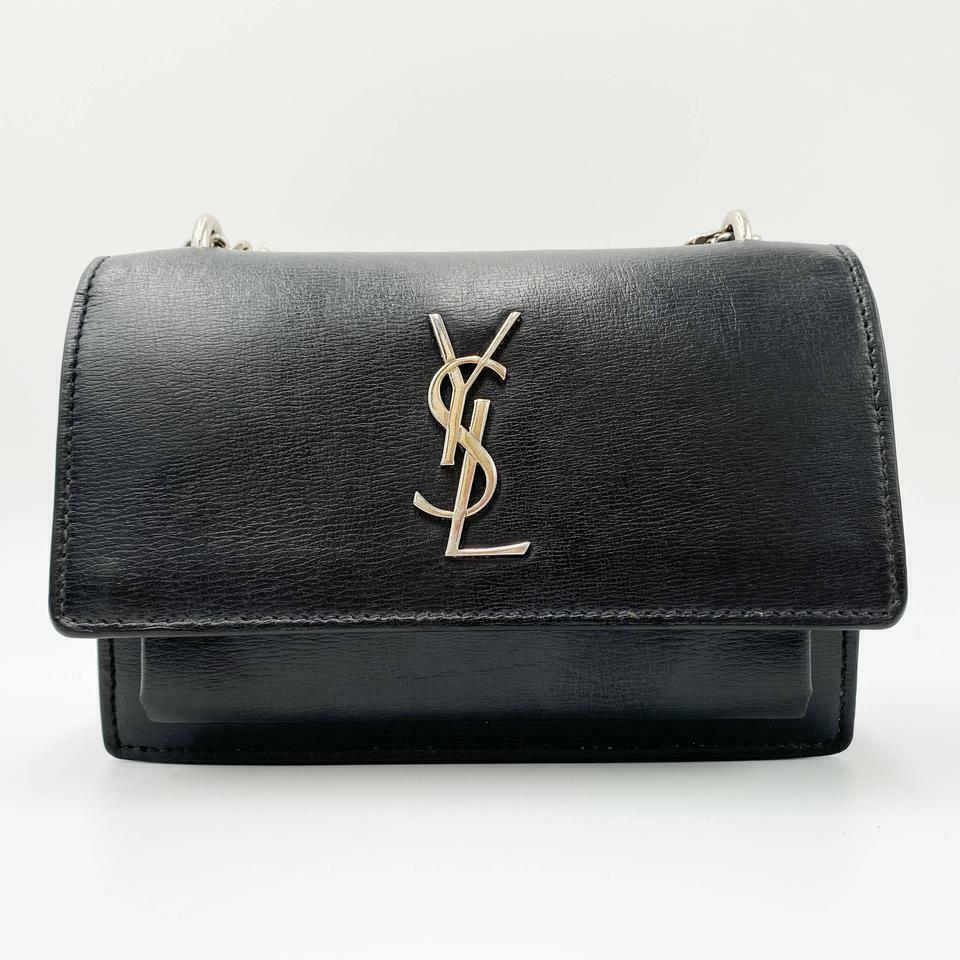 Saint Laurent Monogram Sunset Chain Wallet Calfskin Black Leather Shoulder Bag