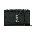Saint Laurent Monogram Kate Crossbody Sequin Flip Black Satin Shoulder Bag