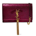 Saint Laurent Monogram Kate Chain Wallet New Chain Glitter Tassel Red Leather