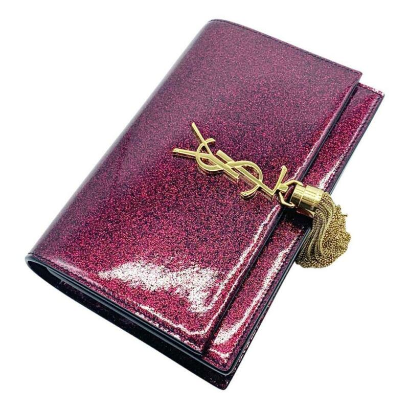 Saint Laurent Monogram Kate Chain Wallet New Chain Glitter Tassel Red Leather
