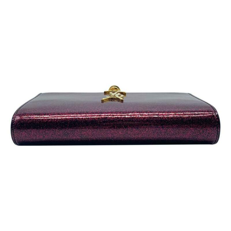 Saint Laurent Monogram Kate Chain Wallet New Chain Glitter Tassel Red Leather