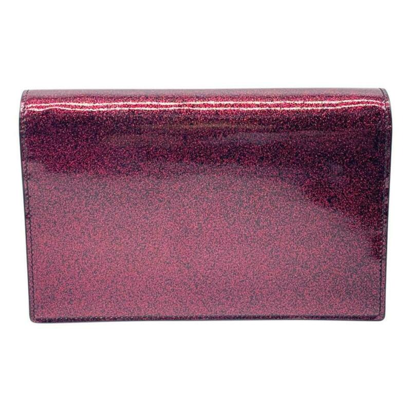 Saint Laurent Monogram Kate Chain Wallet New Chain Glitter Tassel Red Leather