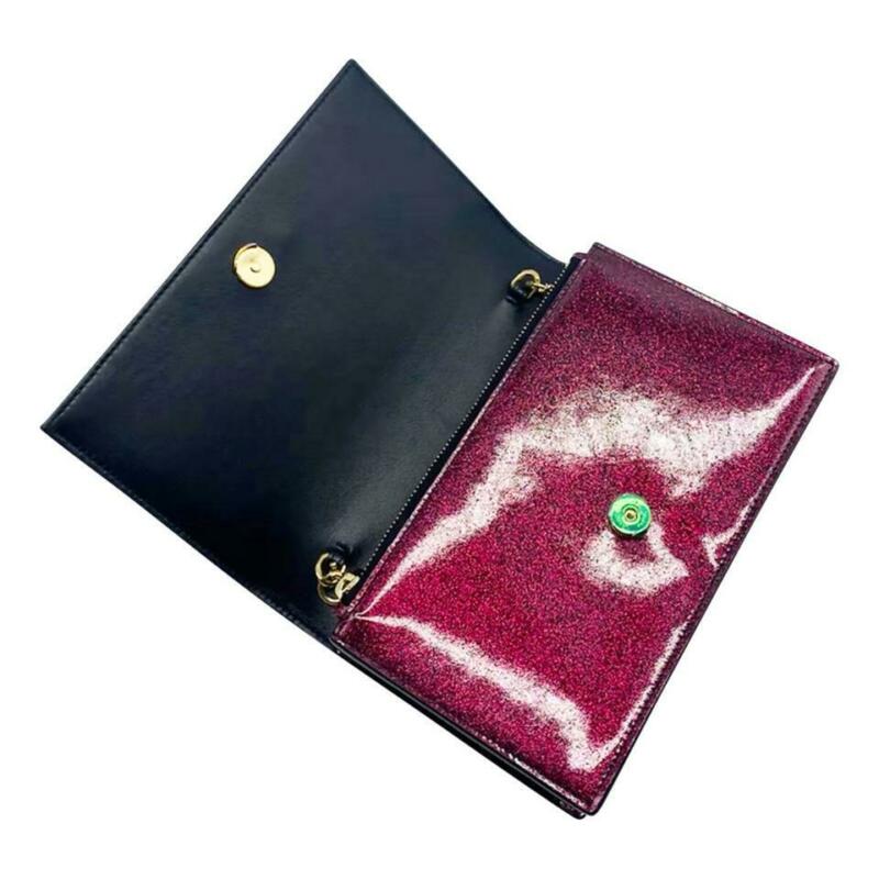Saint Laurent Monogram Kate Chain Wallet New Chain Glitter Tassel Red Leather
