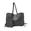 Saint Laurent Bag Large Fringe Shopping Monogram Black Calfskin Leather Tote