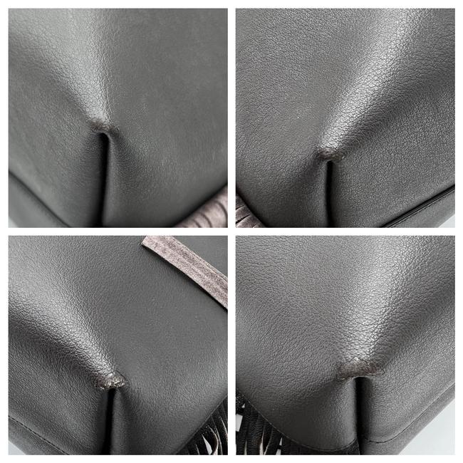 Saint Laurent Bag Large Fringe Shopping Monogram Black Calfskin Leather Tote