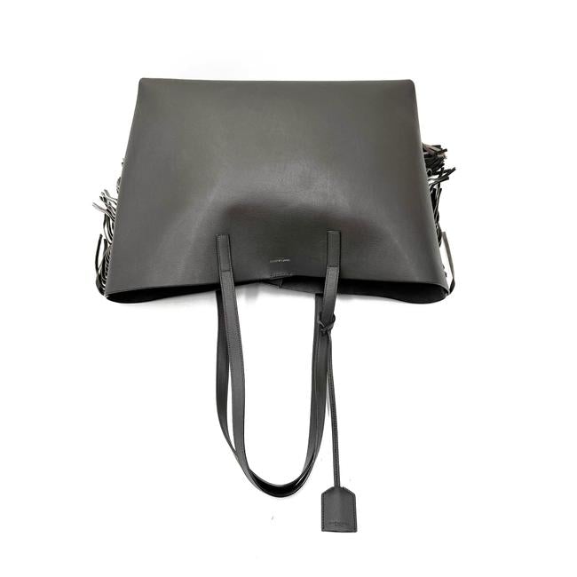 Saint Laurent Bag Large Fringe Shopping Monogram Black Calfskin Leather Tote