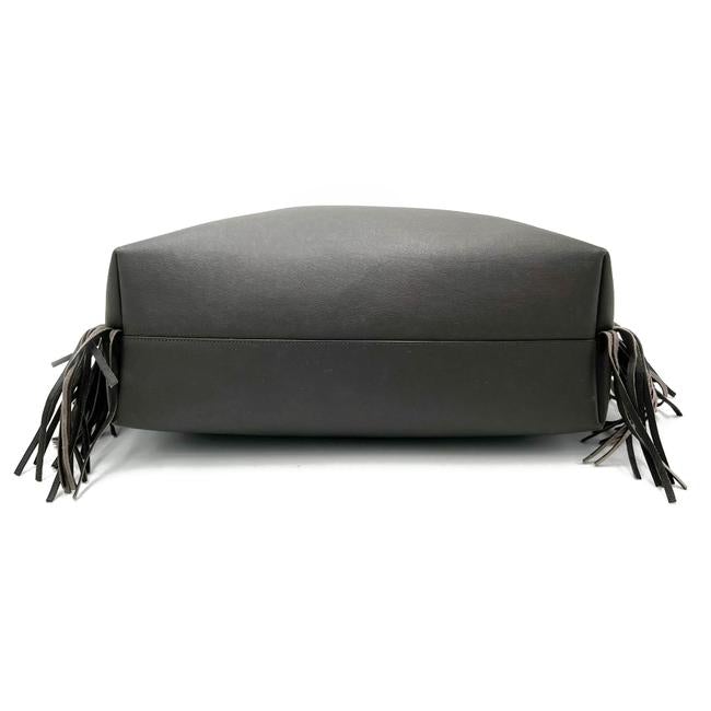 Saint Laurent Bag Large Fringe Shopping Monogram Black Calfskin Leather Tote