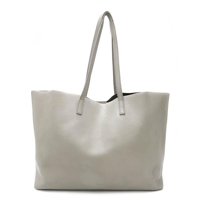 Saint Laurent Bag Shopping Large Monogram Shopper Grey Calfskin Leather Tote