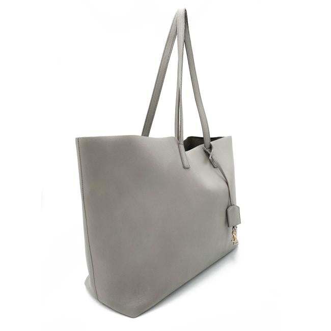 Saint Laurent Bag Shopping Large Monogram Shopper Grey Calfskin Leather Tote
