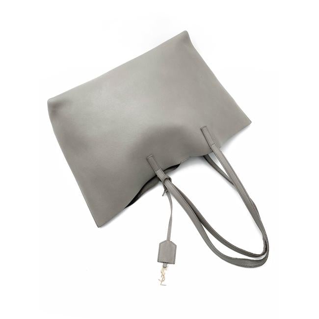 Saint Laurent Bag Shopping Large Monogram Shopper Grey Calfskin Leather Tote