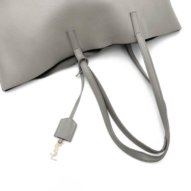 Saint Laurent Bag Shopping Large Monogram Shopper Grey Calfskin Leather Tote