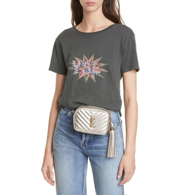 Saint Laurent Camera Belt Lou Quilted Monogram Light Gold Leather Cross Body Bag