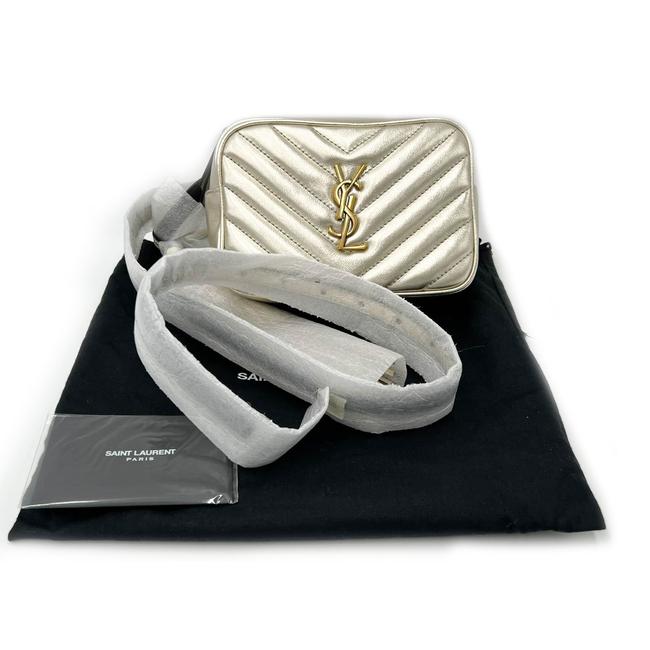 Saint Laurent Camera Belt Lou Quilted Monogram Light Gold Leather Cross Body Bag