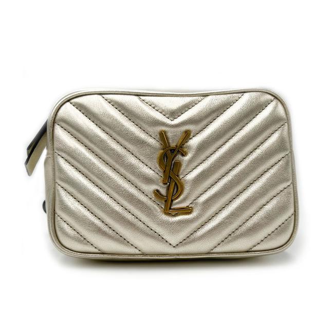 Saint Laurent Camera Belt Lou Quilted Monogram Light Gold Leather Cross Body Bag