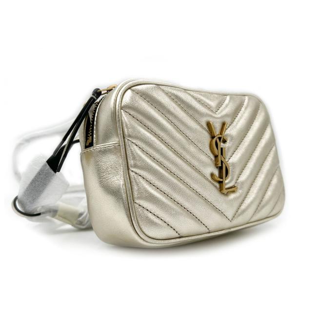 Saint Laurent Camera Belt Lou Quilted Monogram Light Gold Leather Cross Body Bag
