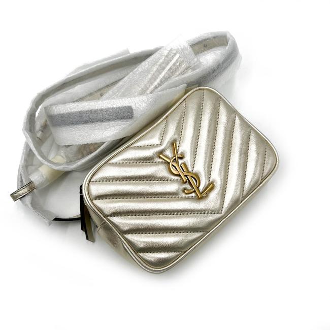 Saint Laurent Camera Belt Lou Quilted Monogram Light Gold Leather Cross Body Bag