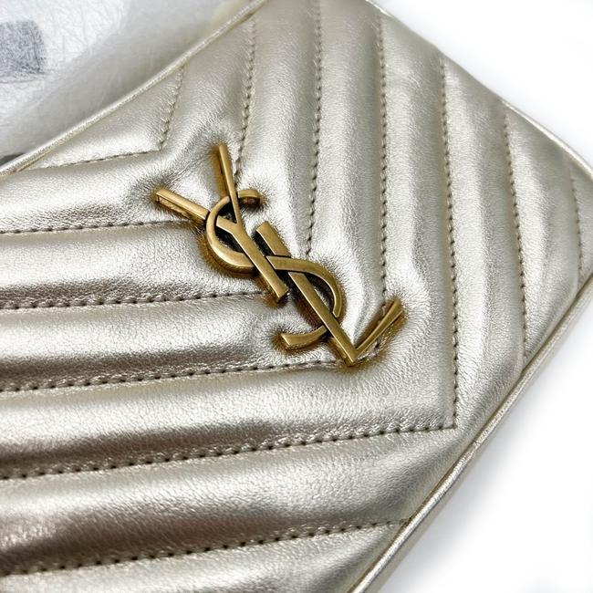 Saint Laurent Camera Belt Lou Quilted Monogram Light Gold Leather Cross Body Bag