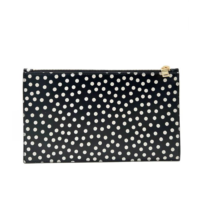Saint Laurent Black Polka Dot Leather Pouch Monogram Zip Wallet