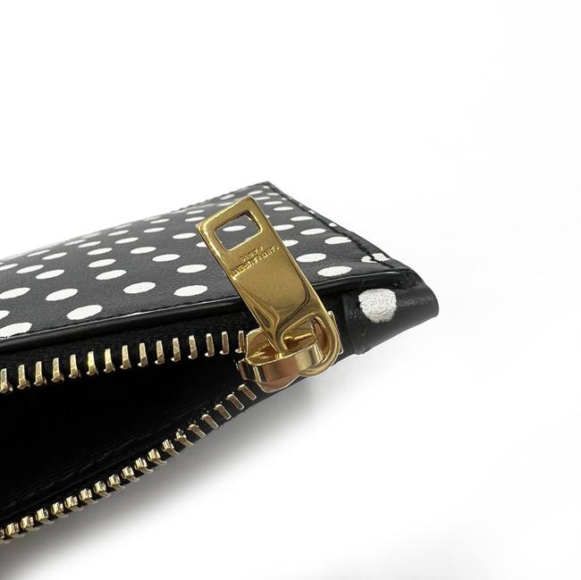 Saint Laurent Black Polka Dot Leather Pouch Monogram Zip Wallet
