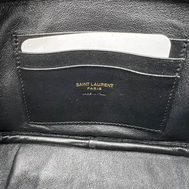 Saint Laurent Camera Lou Calfskin Printed Polka Dot Mini Crema Soft Black Leather Cross Body Bag
