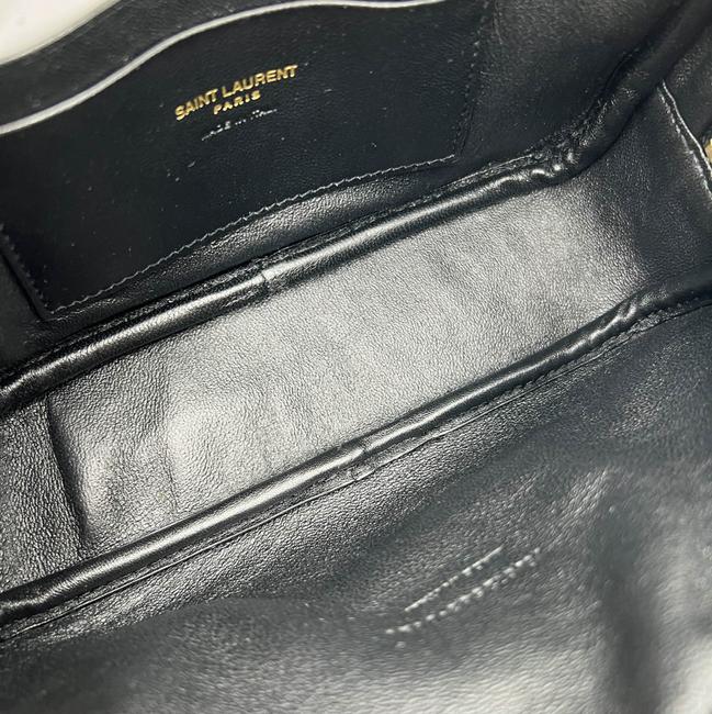 Saint Laurent Camera Lou Calfskin Printed Polka Dot Mini Crema Soft Black Leather Cross Body Bag