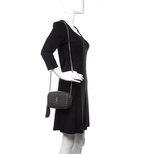 Saint Laurent Camera Lou Grain De Poudre Matelasse Monogram Mini Asphalt Grey Leather Cross Body Bag