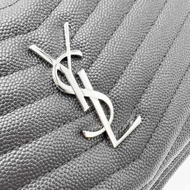 Saint Laurent Camera Lou Grain De Poudre Matelasse Monogram Mini Asphalt Grey Leather Cross Body Bag