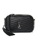 Saint Laurent Camera Lou Grain De Poudre Matelasse Monogram Mini Black Leather Cross Body Bag