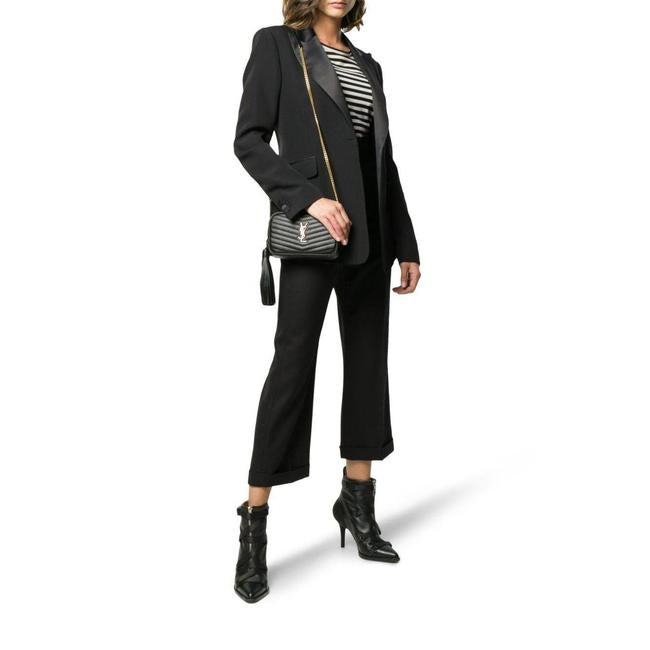 Saint Laurent Camera Lou Grain De Poudre Matelasse Monogram Mini Black Leather Cross Body Bag