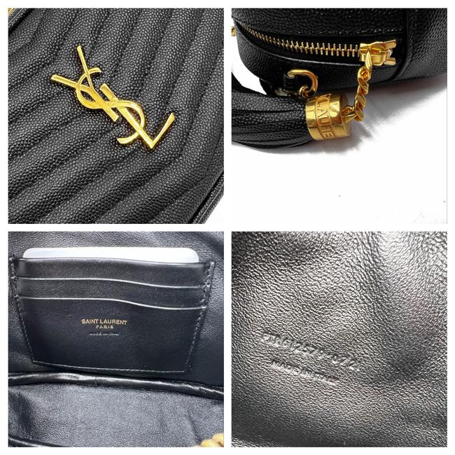 Saint Laurent Camera Lou Grain De Poudre Matelasse Monogram Mini Black Leather Cross Body Bag