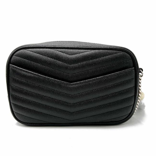 Saint Laurent Camera Lou Grain De Poudre Matelasse Monogram Mini Black Leather Cross Body Bag