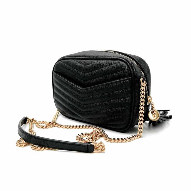 Saint Laurent Camera Lou Grain De Poudre Matelasse Monogram Mini Black Leather Cross Body Bag