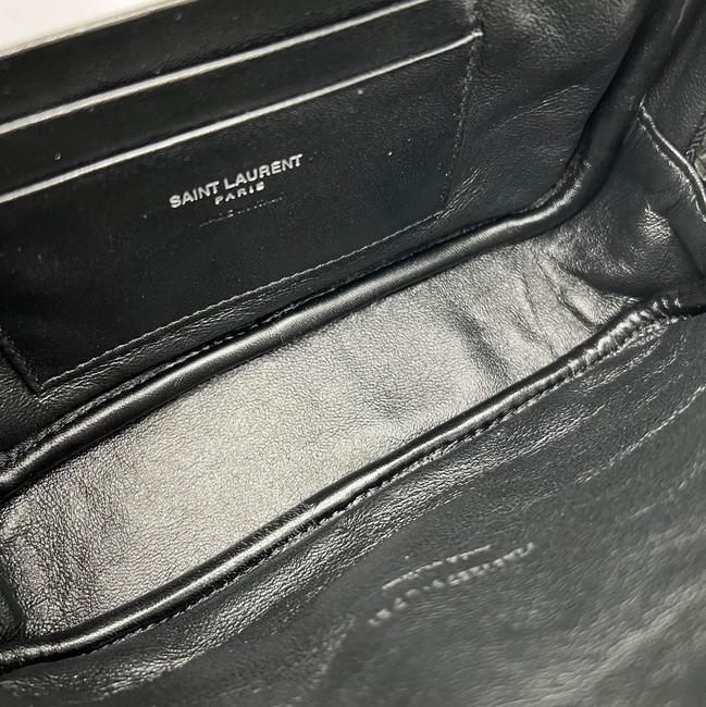 Saint Laurent Camera Lou Grain De Poudre Matelasse Monogram Mini Black Leather Cross Body Bag
