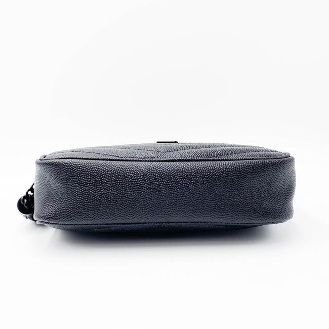 Saint Laurent Camera Lou Grain De Poudre Matelasse Monogram Mini Black Leather Shoulder Bag