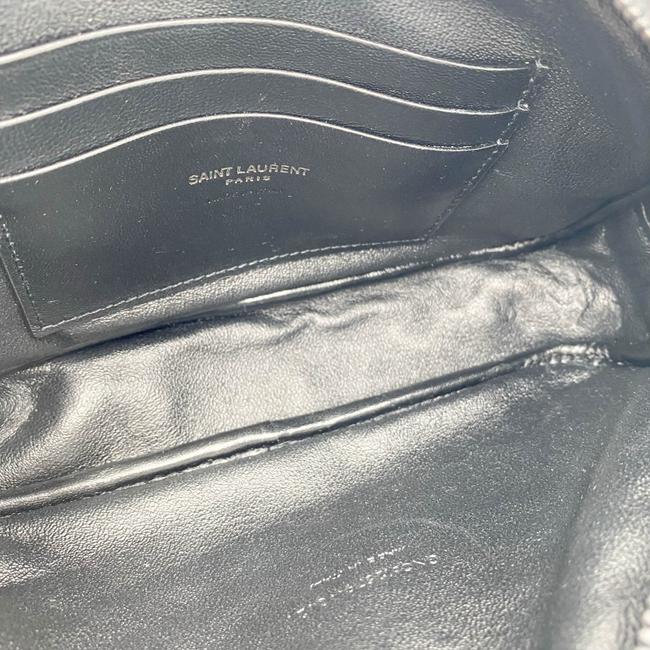 Saint Laurent Camera Lou Grain De Poudre Matelasse Monogram Mini Black Leather Shoulder Bag
