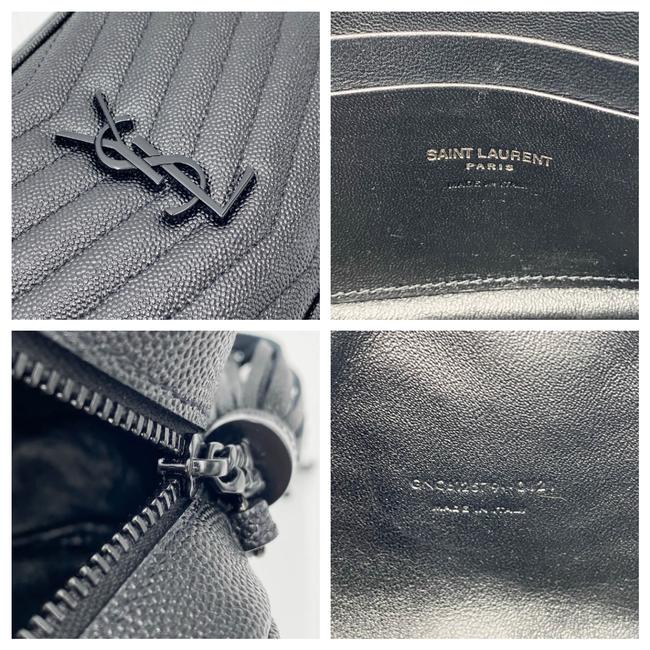 Saint Laurent Camera Lou Grain De Poudre Matelasse Monogram Mini Black Leather Shoulder Bag