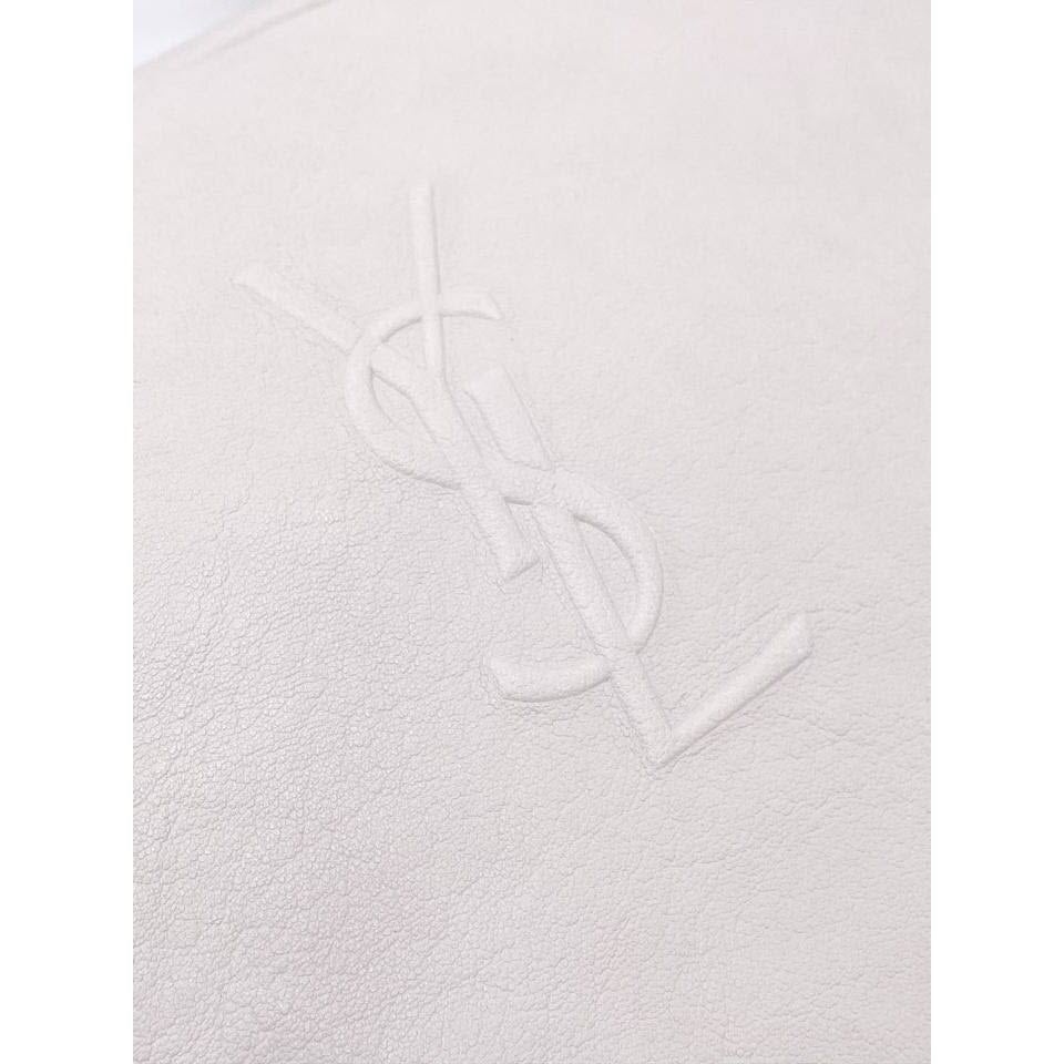 Saint Laurent Camera Lou Lambskin Monogram Small Icy White Leather Shoulder Bag