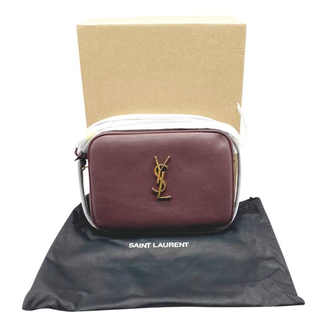 Saint Laurent Camera Lou Medium Smooth Monogram Burgundy Red Leather Cross Body Bag
