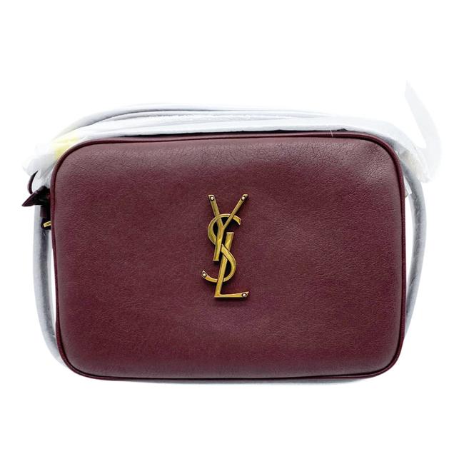 Saint Laurent Camera Lou Medium Smooth Monogram Burgundy Red Leather Cross Body Bag