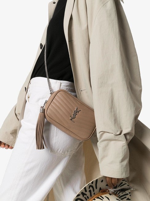 Saint Laurent Camera Lou Mini Beige Leather Shoulder Bag